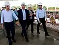 El ex-presidente Mauricio Macri (por entonces presidente) recorriendo las obras en enero de 2018 junto a Horacio Rodríguez Larreta, jefe de gobierno de la Ciudad y Diego Santilli, en ese entonces vicejefe de gobierno porteño.