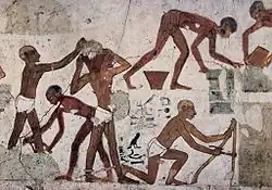 Fabricación de ladrillos en el Antiguo Egipto (± 1500 aC)