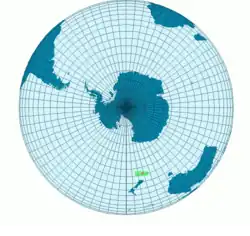 Distribución de el pingüino de Snares en verde.