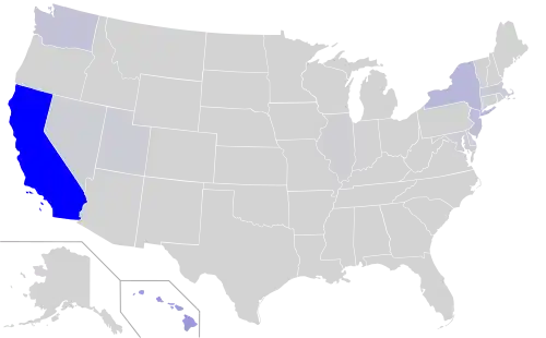 Hablantes de mandarín por estado en el censo de 2000.