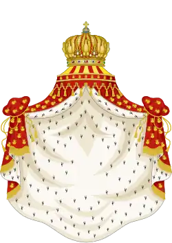 Manto y pabellón napoleónicos coronados por una corona de Napoleón III