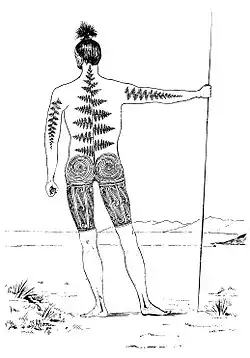 Ejemplo del arte del tatuaje de los maoríes.