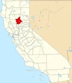 Mapa de California con la ubicación del condado de Butte