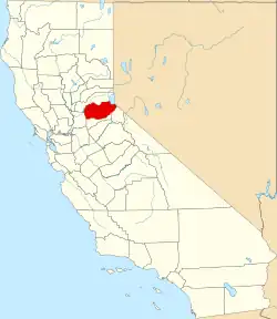 Mapa de California con la ubicación del condado de El Dorado
