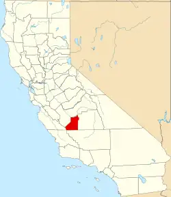 Mapa de California con la ubicación del condado de Kings