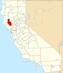 Mapa de California con la ubicación del condado de Lake