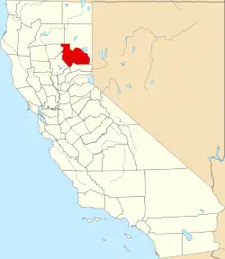 Mapa de California con la ubicación del condado de Plumas