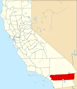 Mapa de California con la ubicación del condado de Riverside