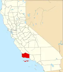 Mapa de California con la ubicación del condado de Santa Bárbara