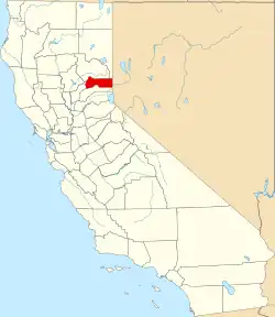 Mapa de California con la ubicación del condado de Sierra