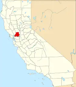 Mapa de California con la ubicación del condado de Solano