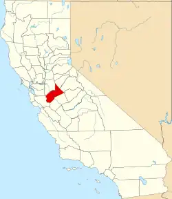Mapa de California con la ubicación del condado de Stanislaus
