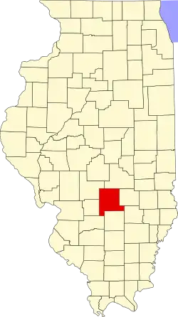 Mapa de Illinois con la ubicación del condado de Fayette