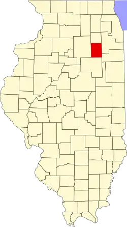 Mapa de Illinois con la ubicación del condado de Grundy