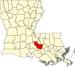 Mapa de Luisiana con la ubicación del Parish Iberville
