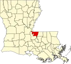Mapa de Luisiana con la ubicación del Parish West Feliciana