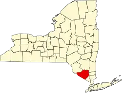 Mapa de Nueva York con la ubicación del condado de Orange