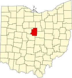 Mapa de Ohio con la ubicación del condado de Morrow