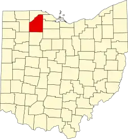 Mapa de Ohio con la ubicación del condado de Wood