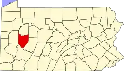Mapa de Pensilvania con la ubicación del condado de Armstrong
