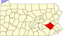 Mapa de Pensilvania con la ubicación del condado de Berks