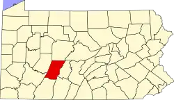 Mapa de Pensilvania con la ubicación del condado de Cambria