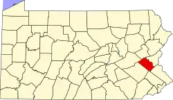 Mapa de Pensilvania con la ubicación del condado de Lehigh