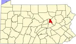 Mapa de Pensilvania con la ubicación del condado de Montour