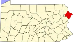 Mapa de Pensilvania con la ubicación del condado de Pike