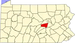 Mapa de Pensilvania con la ubicación del condado de Snyder