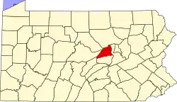 Mapa de Pensilvania con la ubicación del condado de Union