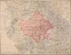 Mapa de la Rajputana o Rajastán, 1920