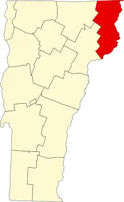 Mapa de Vermont con la ubicación del condado de Essex