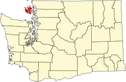 Mapa de Washington con la ubicación del condado de San Juan