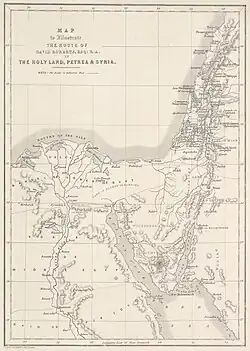 125. [Mapa] La ruta de David Roberts en Tierra Santa, Petra y Siria.