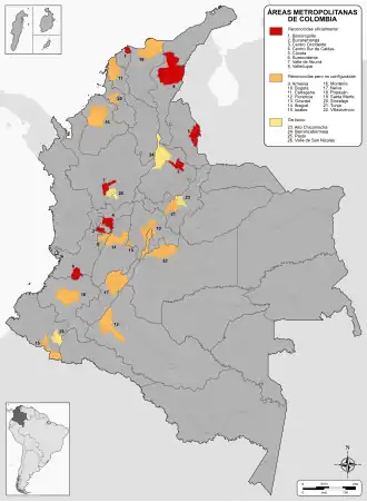 Áreas metropolitanas de Colombia.