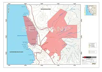 La zona reservada de Ancón al este y la zona reservada Lomas de Ancón al oeste.