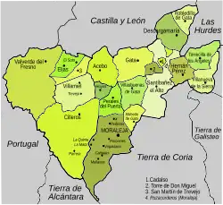 Mapa de municipios de la Sierra de Gata