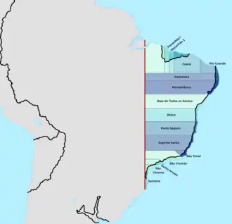 1534 Brasil según el Tratado de Tordesillas.