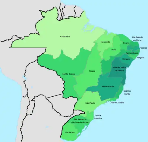 Provincias del Imperio del Brasil en 1822.