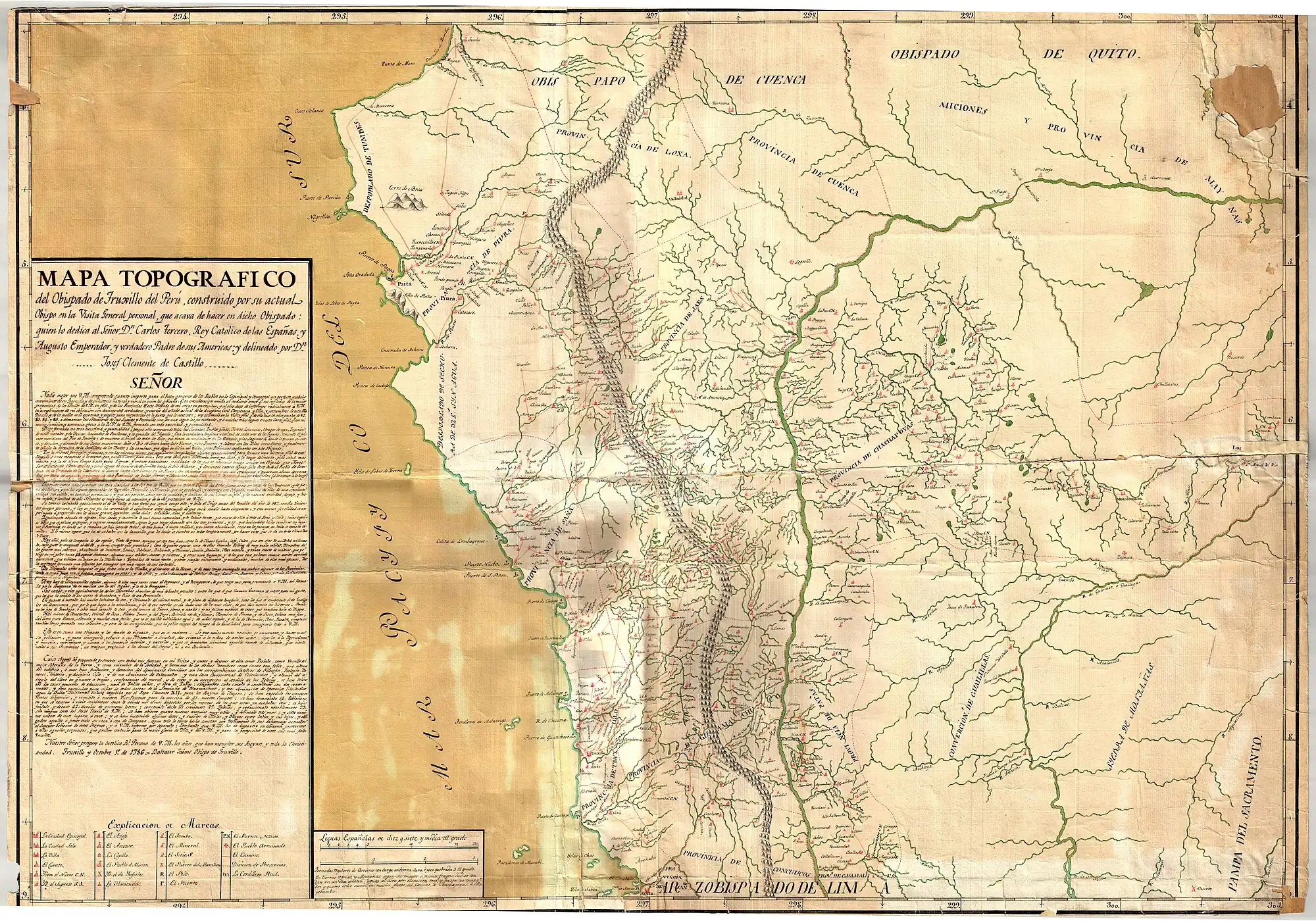 Detalle de la frontera sur de la provincia neogranadina de Jaén, con parte del río Huancabamba como límite con el virreinato del Perú.