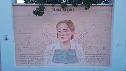 Mural de María Cegarra en el proyecto Huellas de Mujer, por la artista Clara Ledo.