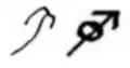 El símbolo de Marte en manuscritos clásicos tardíos (s. VI) y bizantinos medievales (s. XI).[4]​