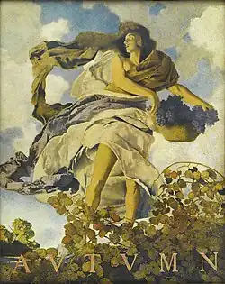 Grabado de 1905 de Maxfield Frederick Parrish sirvió de ilustración al poema de John Keats Otoño