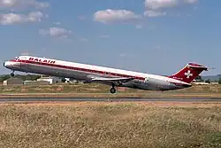 McDonnell Douglas MD-82 de Balair en el aeropuerto de Faro (1991)