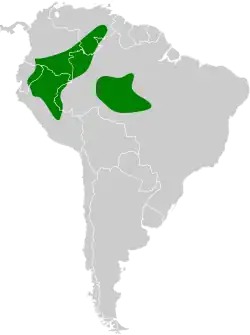 Distribución geográfica del batará perlado.