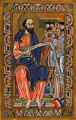 Ilustración de un códice, Maestro de Halberstadt, ca. 1185.