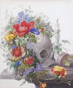 Vanitas con calavera sobre una lámina de mármol (1698), de Herman Henstenburgh, Westfries Museum, Hoorn
