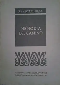 Portada del libro Memoria del camino (1975) Premio González de Lama 1974