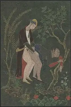 Anal sex between two males. Gouache on paper. Safavid painting. Kinsey Institute Gallery. 1720